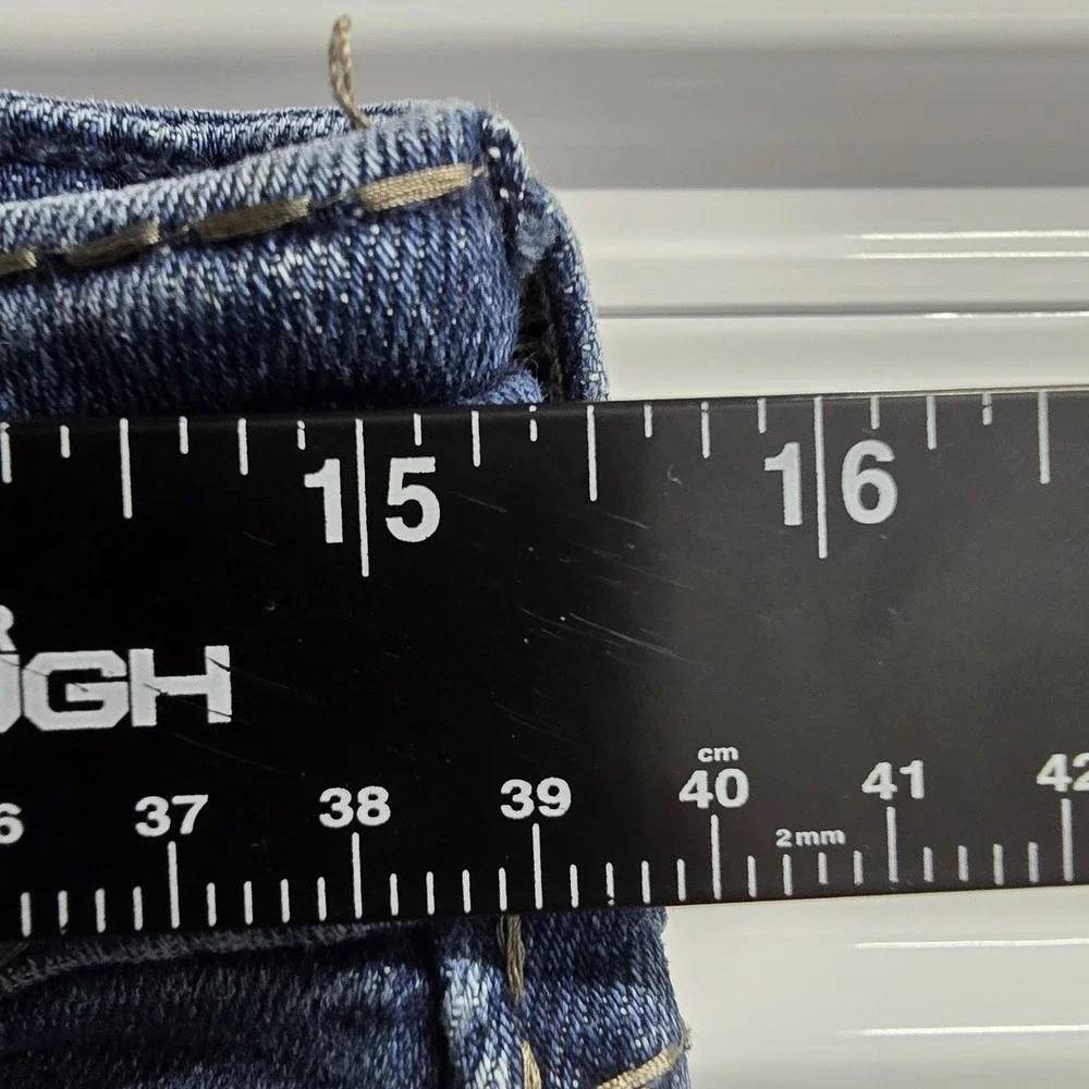 Wrangler Rock 47 Slim Straight Jeans Mens 31x28 Blue Stretch Western Cowboy